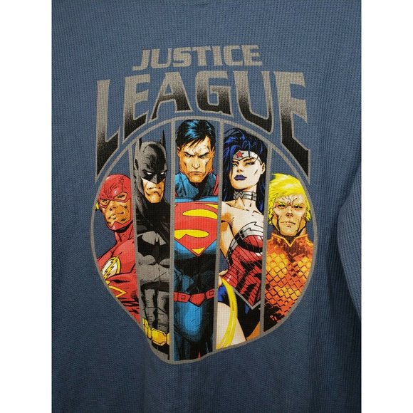 Justice League Men's Super Hero's Blue Long Sleeve Pullover Shirt Size M 38-40 - Picture 5 of 8